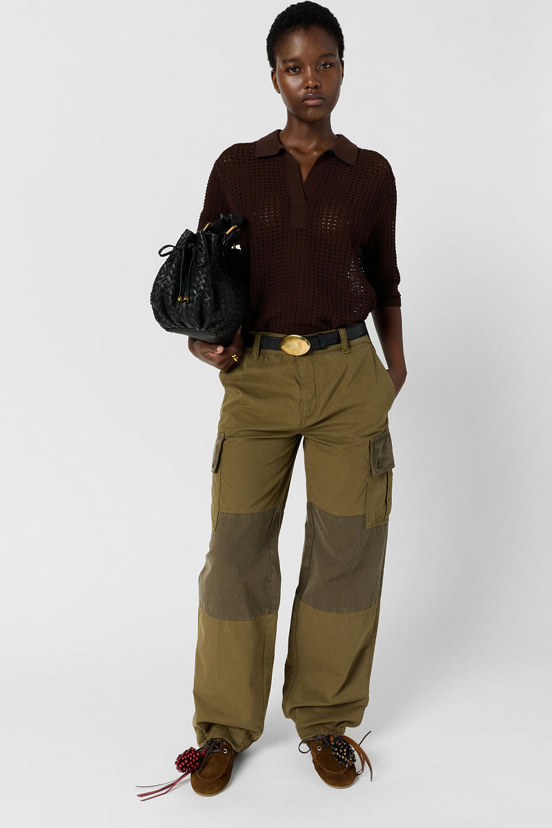 LIANNE - Коричневая ажурная поло-рубашка