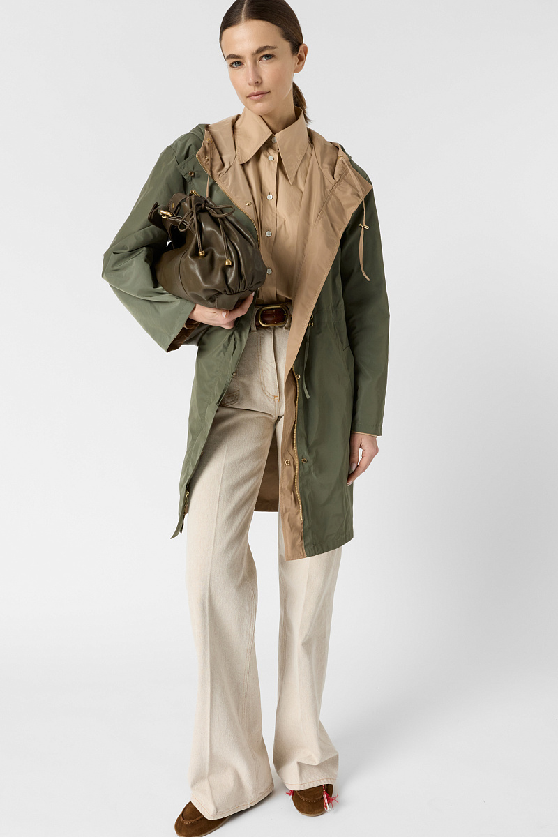 JANNIS - Длинная бежевая парка с капюшоном