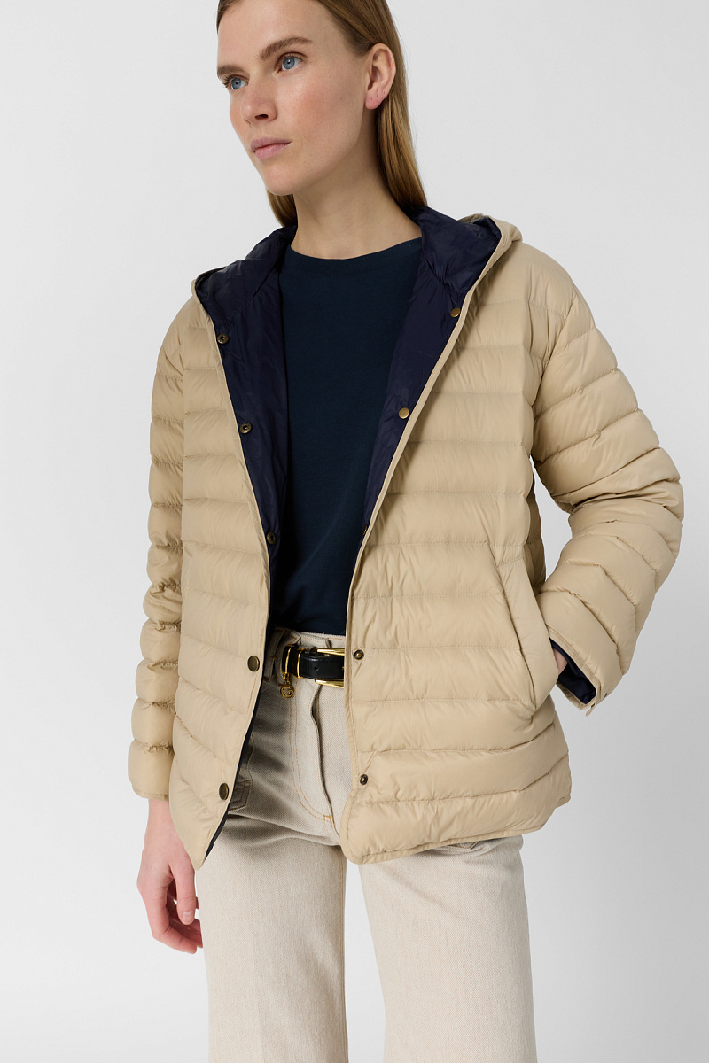 PRISCILLE - Бежевая двусторонняя пуховая куртка с капюшоном