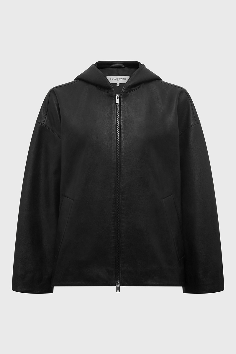 NABILA - Кожаная куртка оверсайз с капюшоном