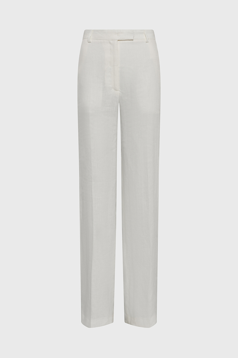 ABELLE - Белые классические брюки из льна