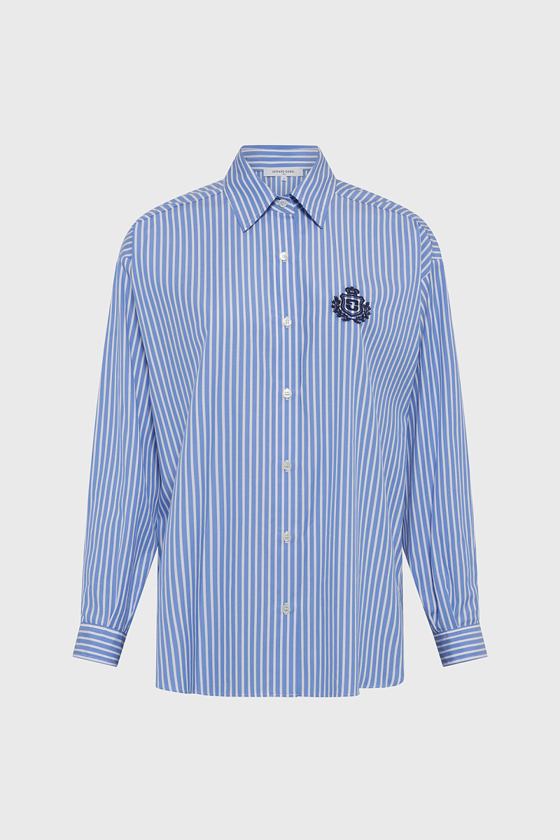 CYNDRA - Голубая рубашка в полоску с вышитым гербом