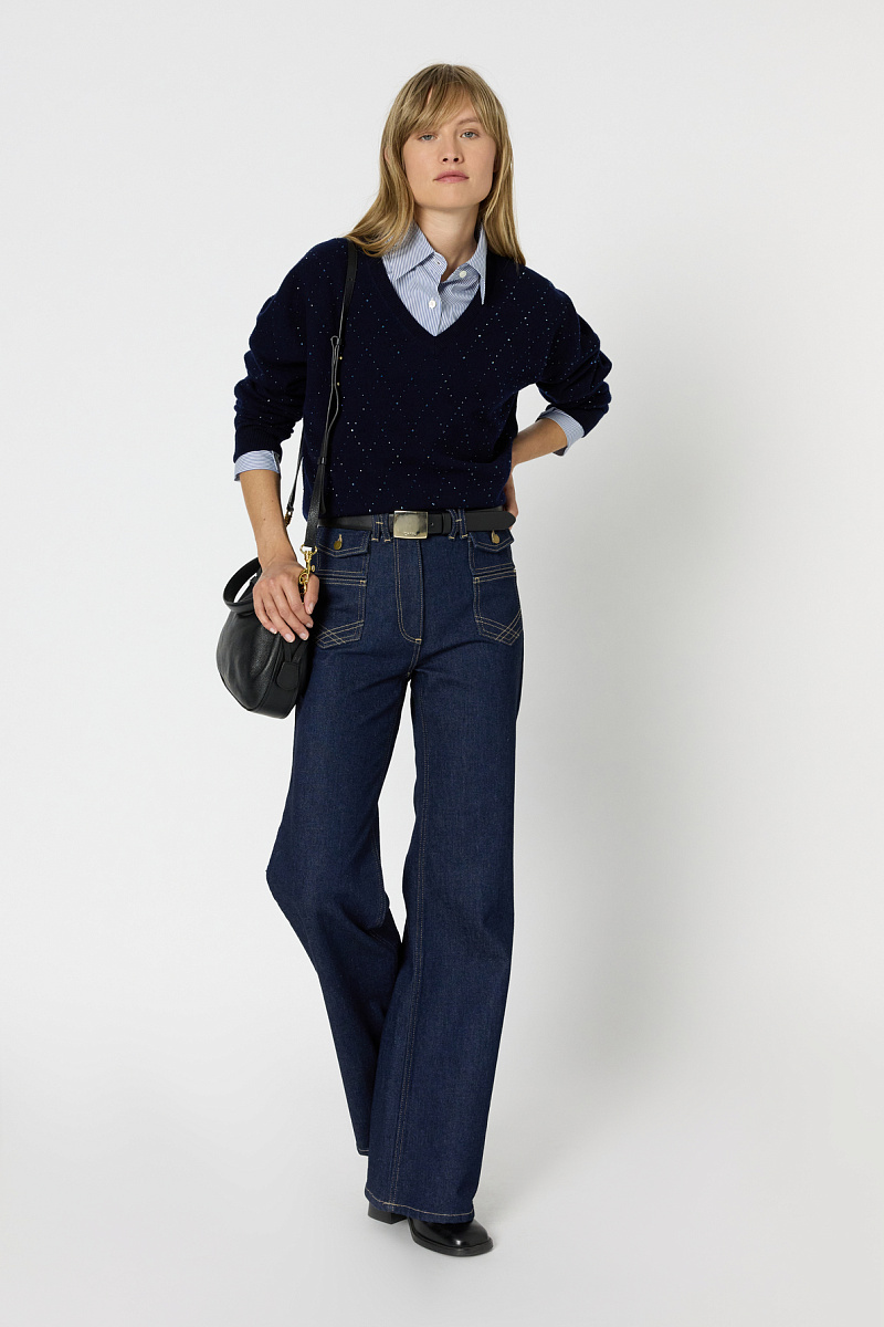 EDWIGE - Шерстяной свитер с V-образным вырезом и стразами