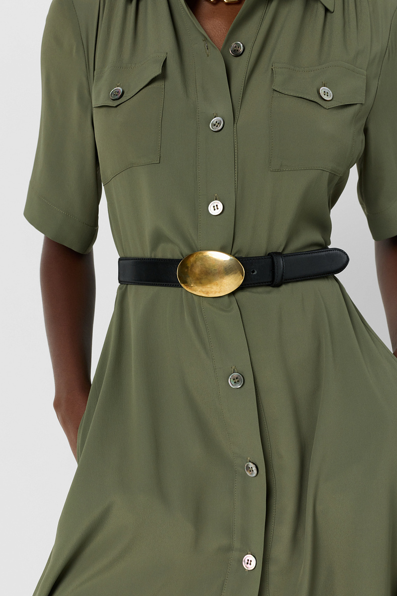 RAINA - Платье-рубашка расклешенного кроя в цвете хаки