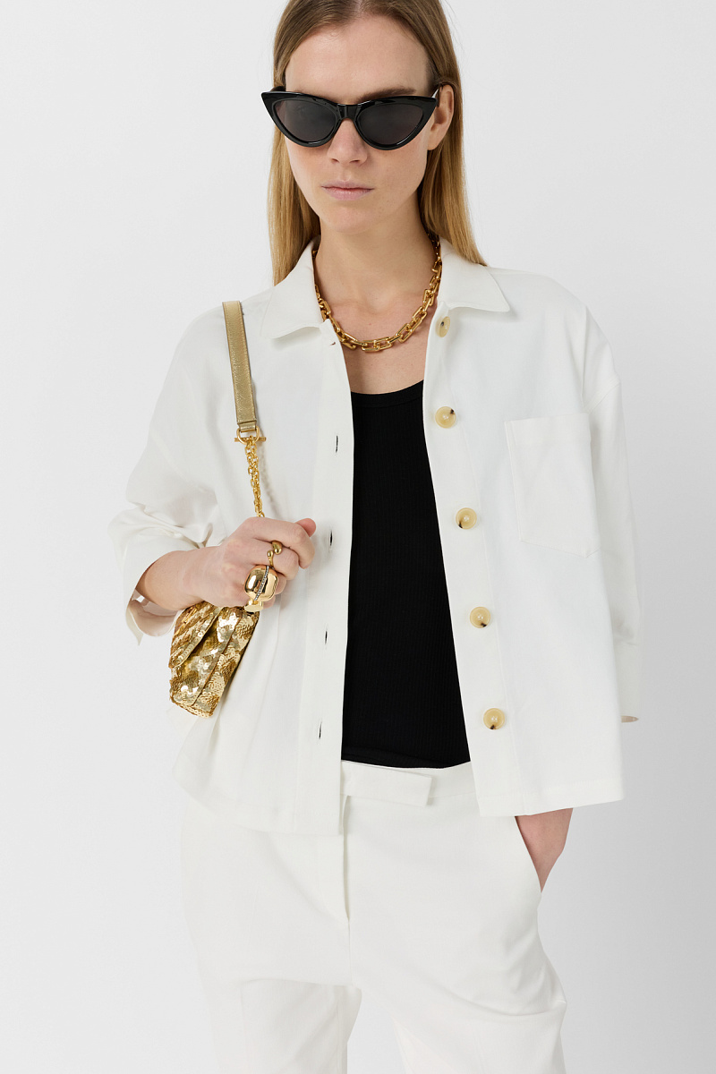 TENYA - Белая рубашка из хлопка на пуговицах