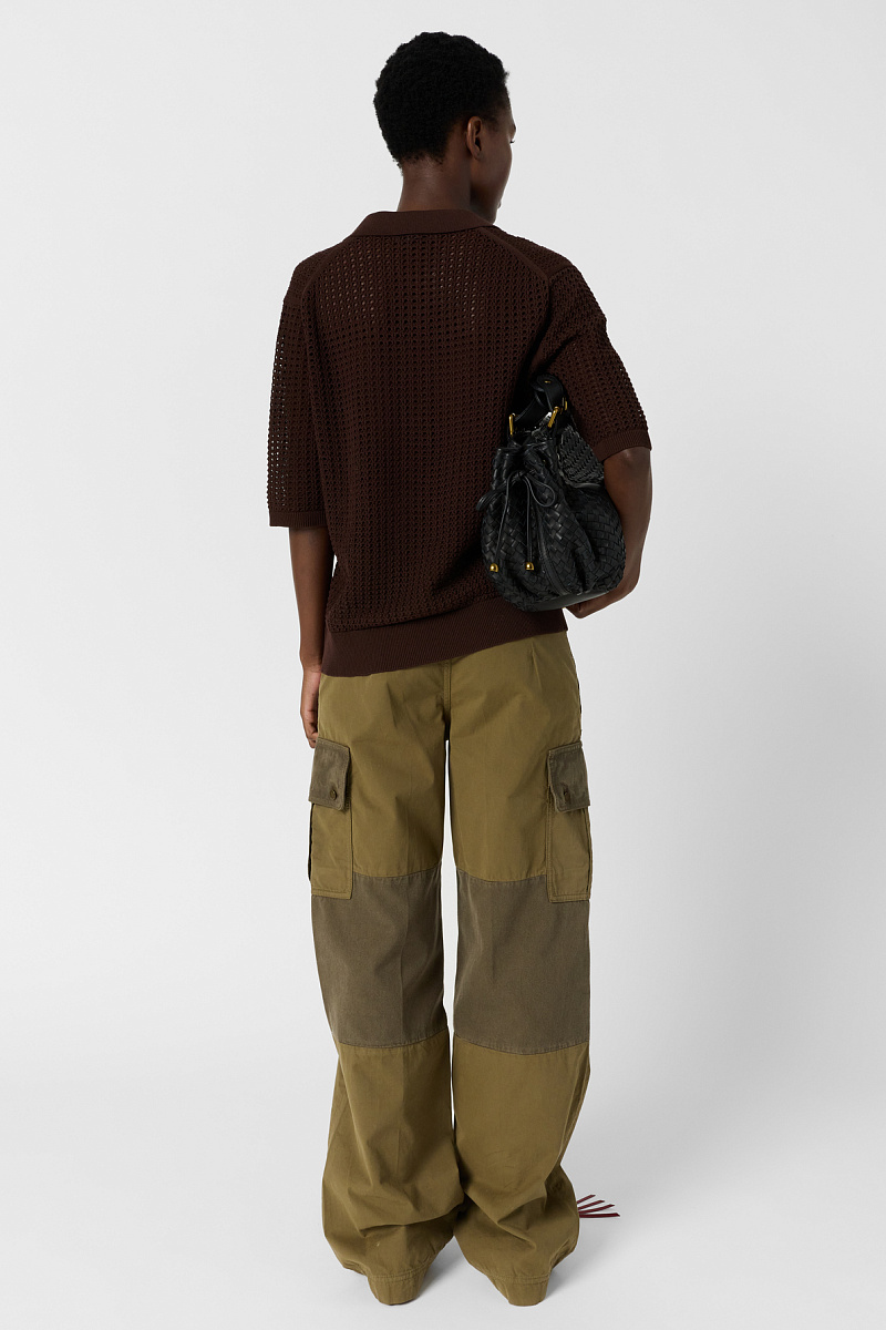 LIANNE - Коричневая ажурная рубашка-поло