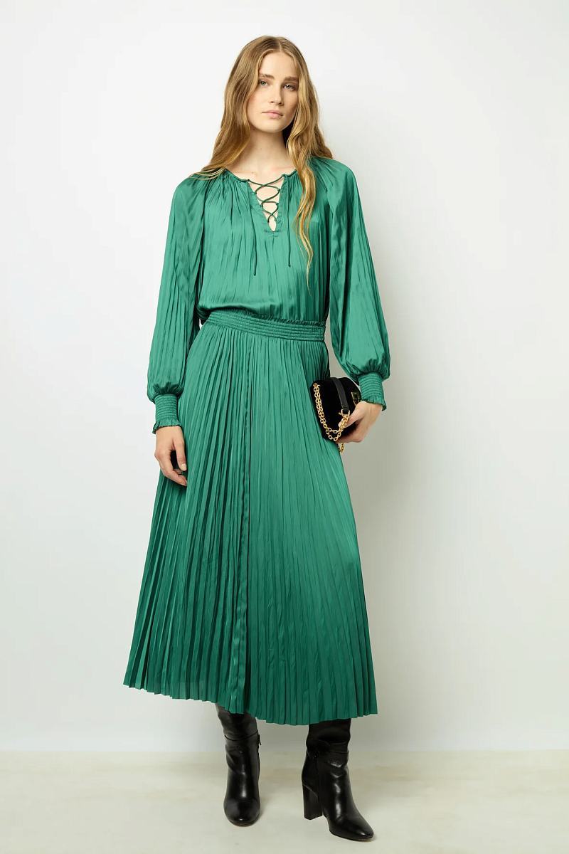 CARRY - Плиссированная юбка-макси из сатина