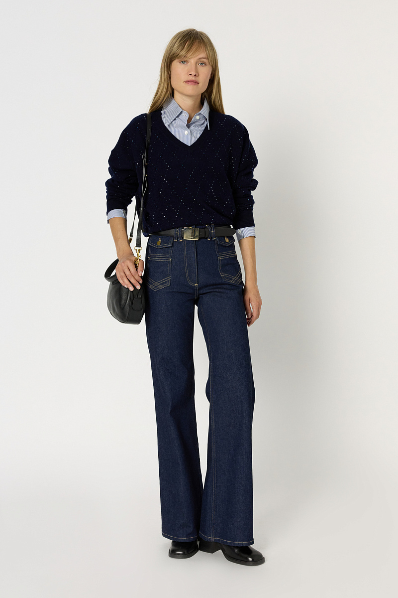 EDWIGE - Шерстяной свитер с V-образным вырезом и стразами