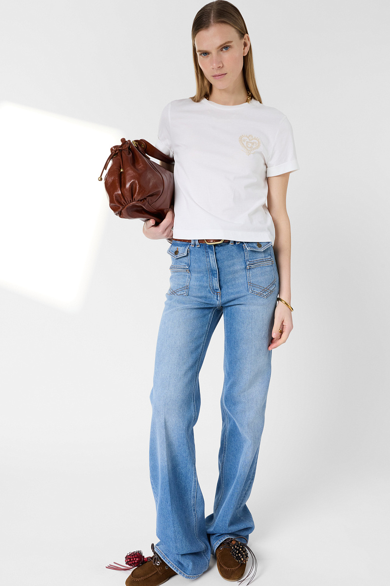 MELIA - Белая футболка из хлопка с вышитым гербом