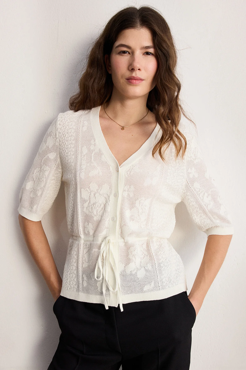 LINE - Кардиган жаккардовой вязки в оттенке экрю
