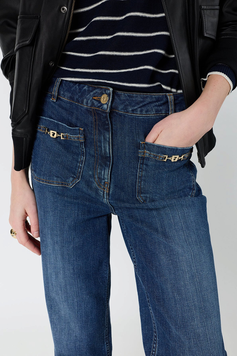 ARLINA - Джинсы прямого кроя с золотистыми элеменами