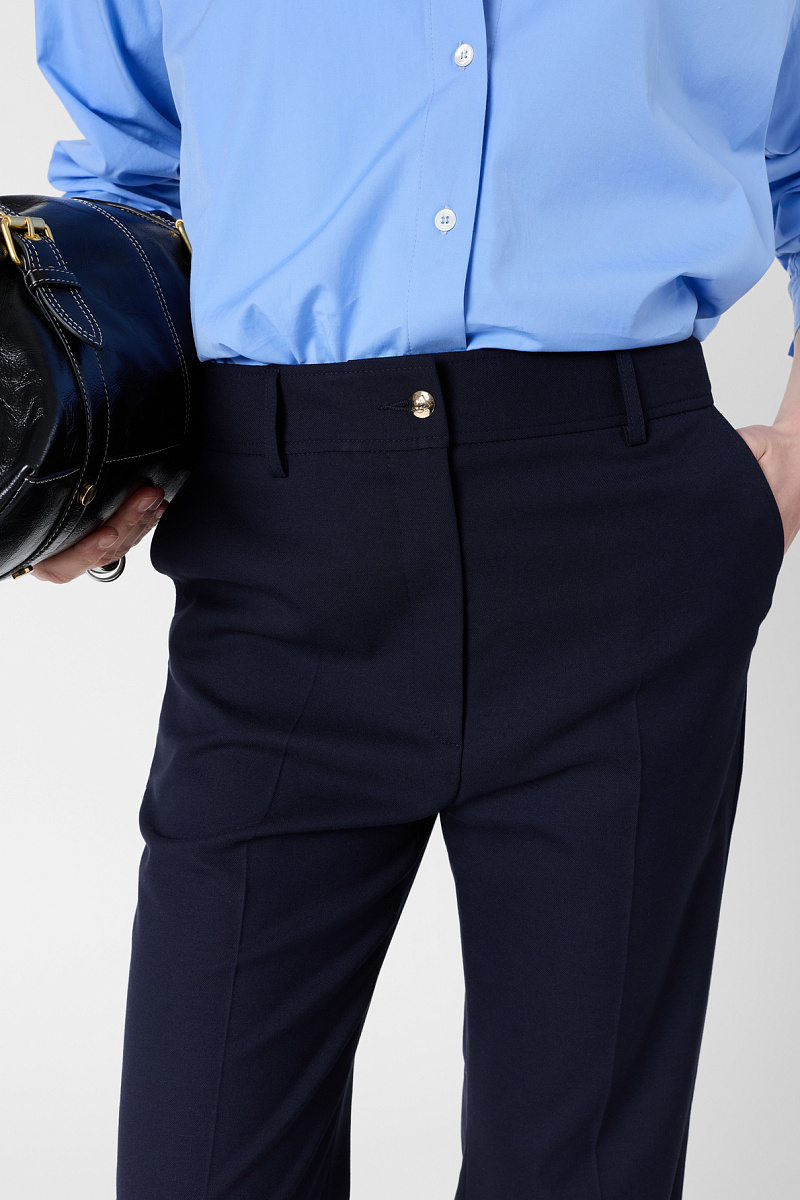 ALIYAH - Костюмные брюки прямого кроя темно-синего цвета