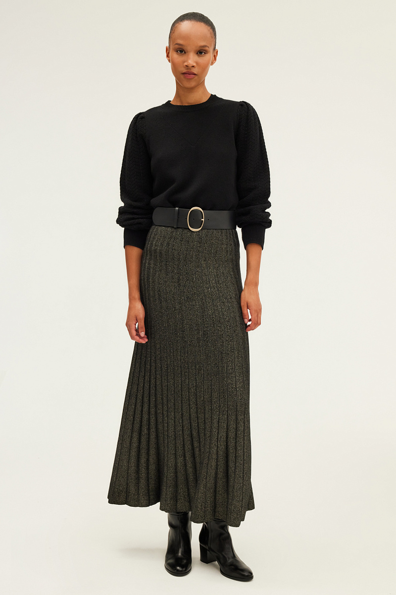 CLAIRETTE - Юбка-миди в рубчик с люрексом
