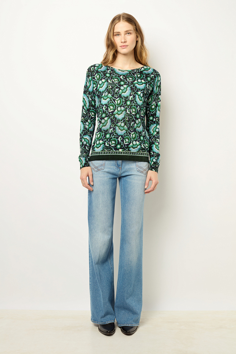 JOANA - Пуловер с принтом и круглым вырезом из тонкой шерсти