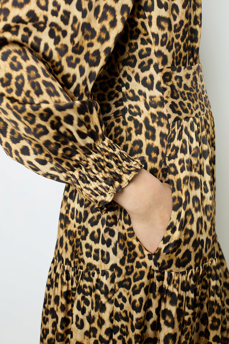 SANNA - Платье-миди с леопардовым принтом из сатина
