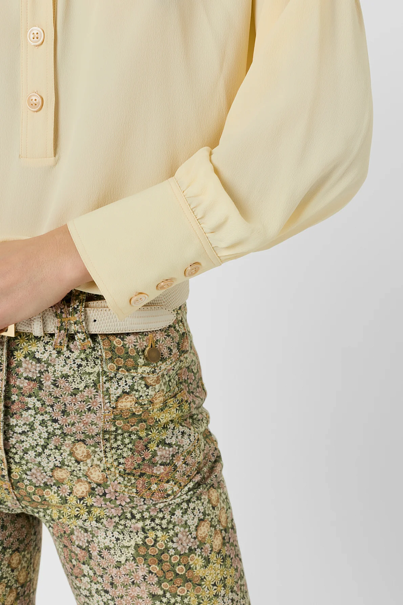 CEZANNE - Бежевая свободная блуза с тунисским воротником