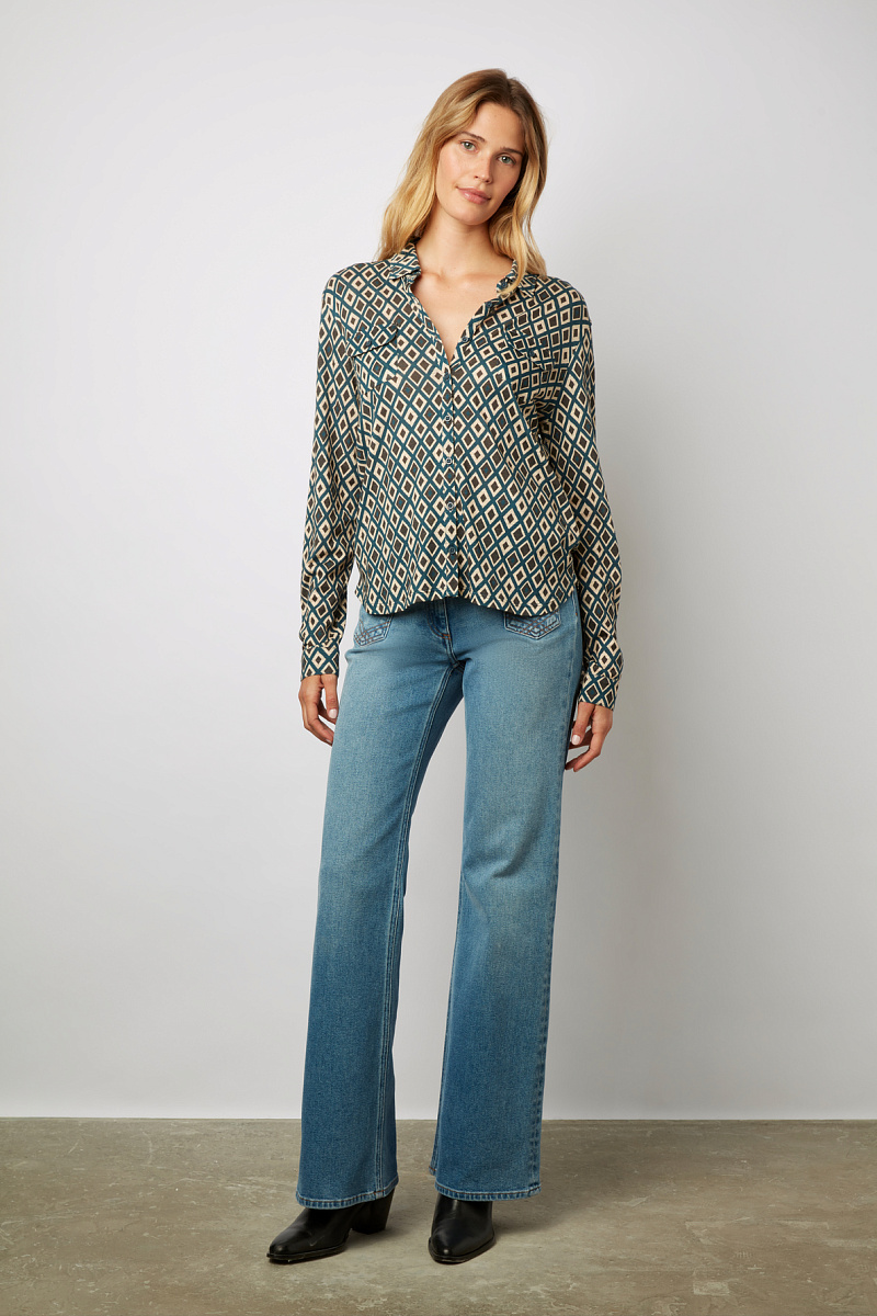 ABIGAEL - Рубашка с ромбовидным принтом из хлопка