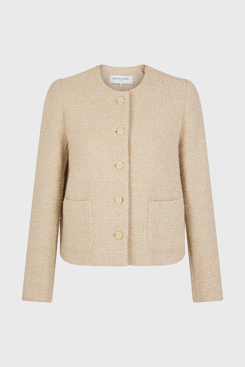 Жакет из твида с круглым вырезом