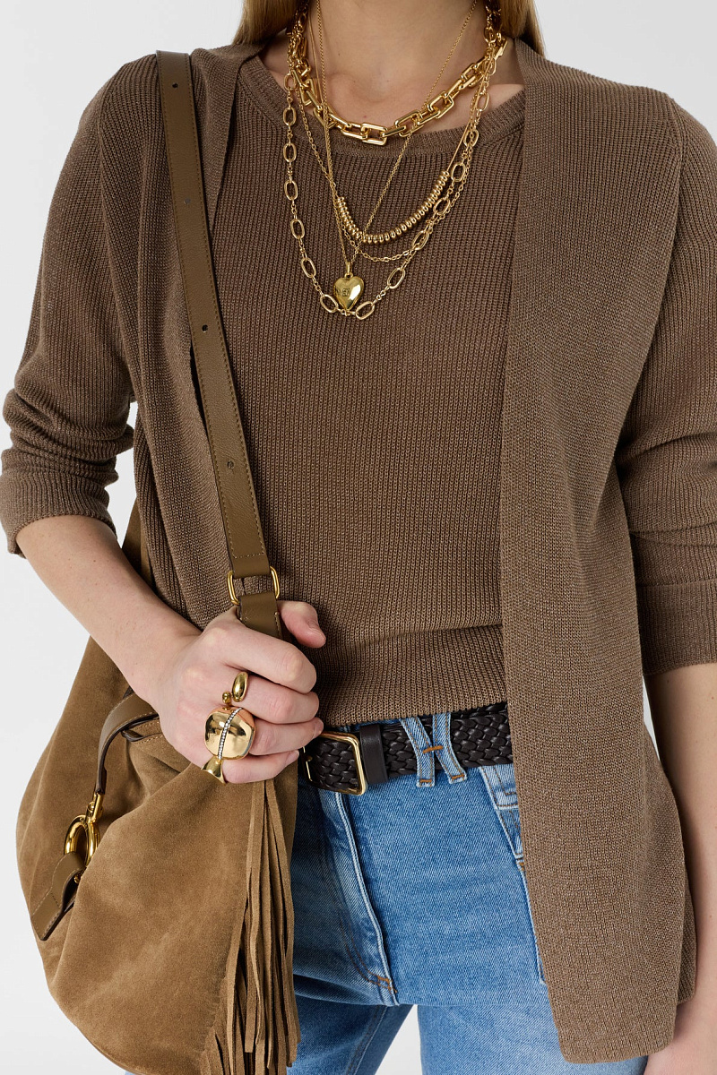 LORINA - Коричневый вязаный кардиган