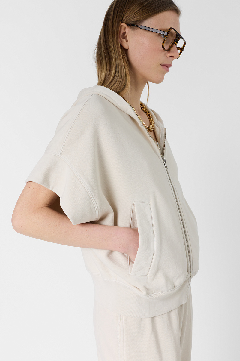 MILENE - Жилет-худи на молнии с капюшоном в цвете экрю