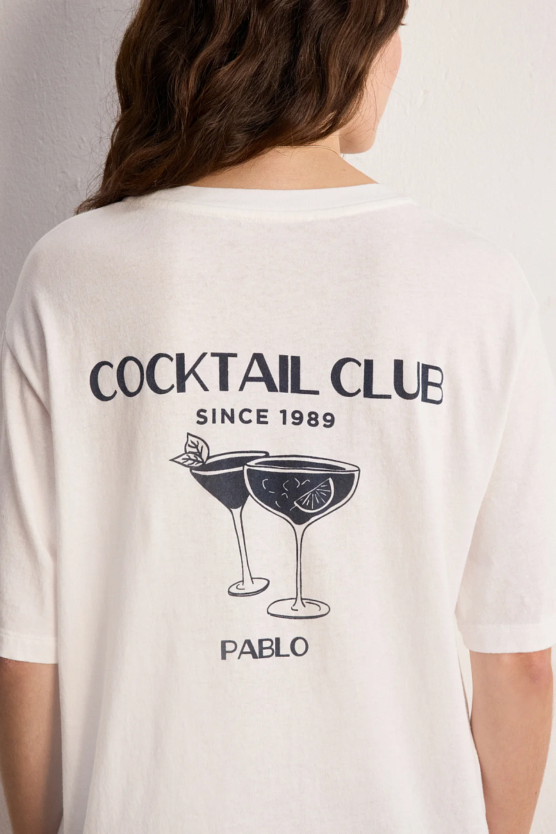 TINAELLE - Белая футболка из хлопка с трафаретной печатью