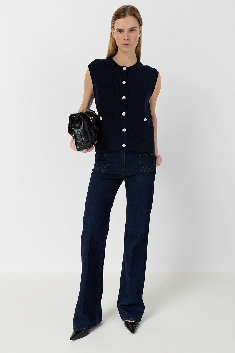 LOUVE - Синий жилет из хлопка без рукавов