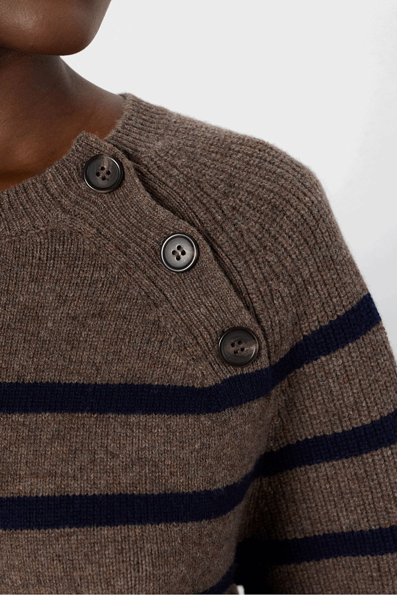 EDITH - Объемный свитер в полоску из 100% шерсти