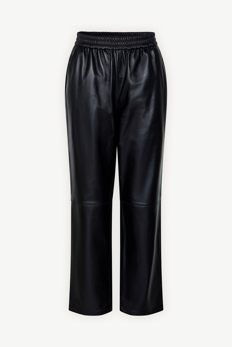 Кожаные брюки прямого кроя