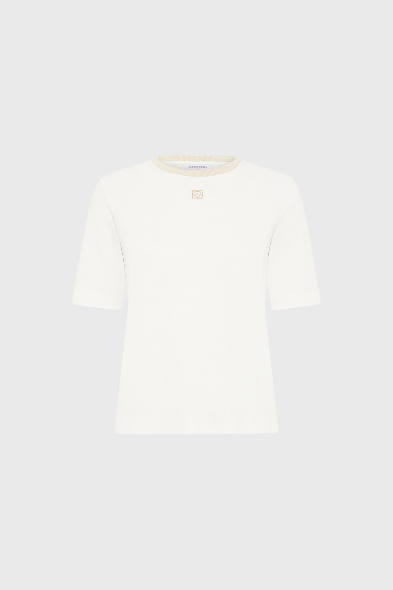 MAVIE - Белая хлопковая футболка с золотистым люрексом