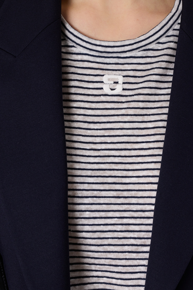 MELVA - Синяя футболка в полоску из льна и хлопка