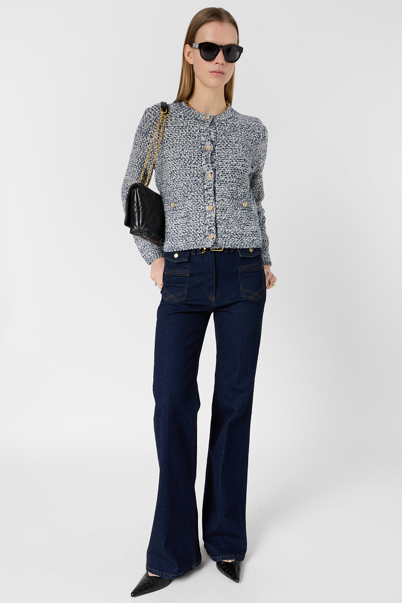 LEORA - Синий винтажный кардиган с золотистыми пуговицами