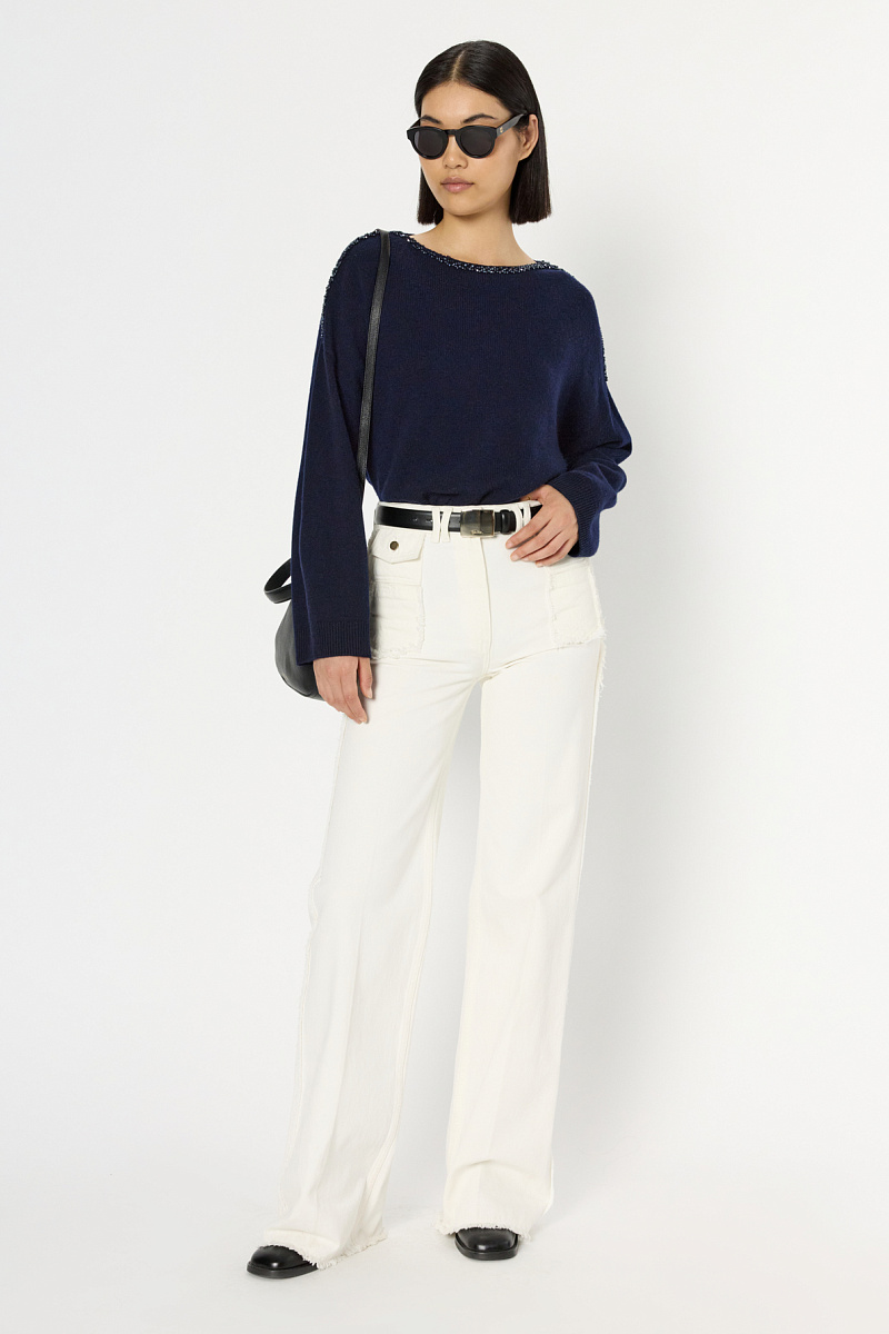 ESME - Свободный джемпер из 100% шерсти со стразами