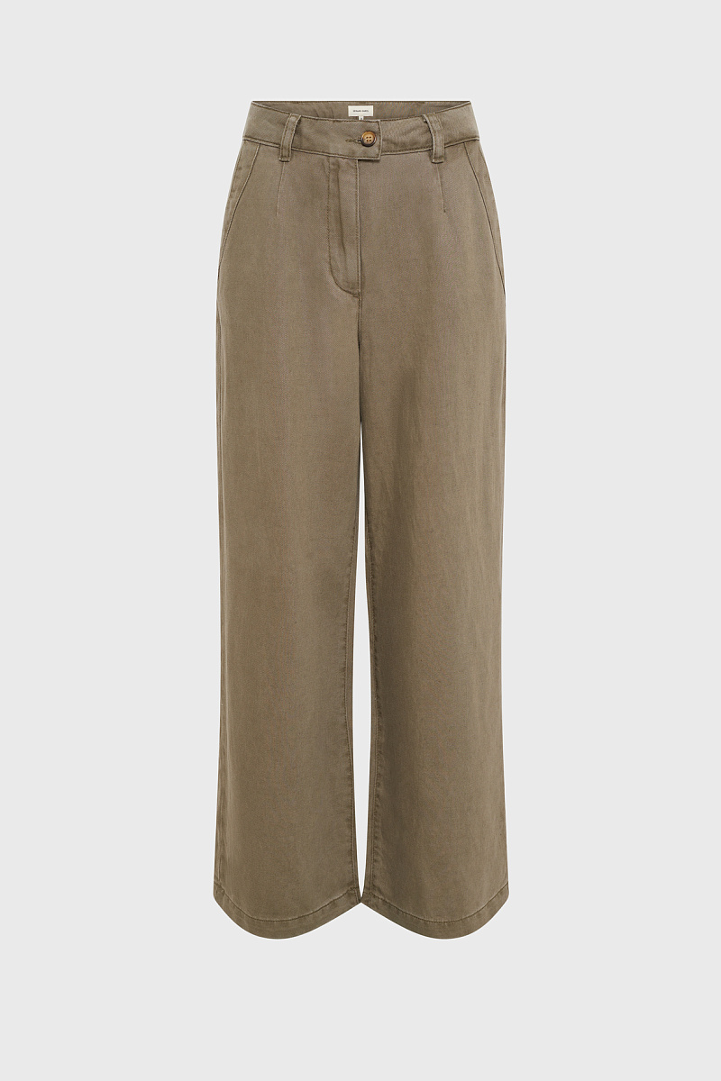 AZILIA - Прямые брюки из лиоцелла и льна в цвете хаки