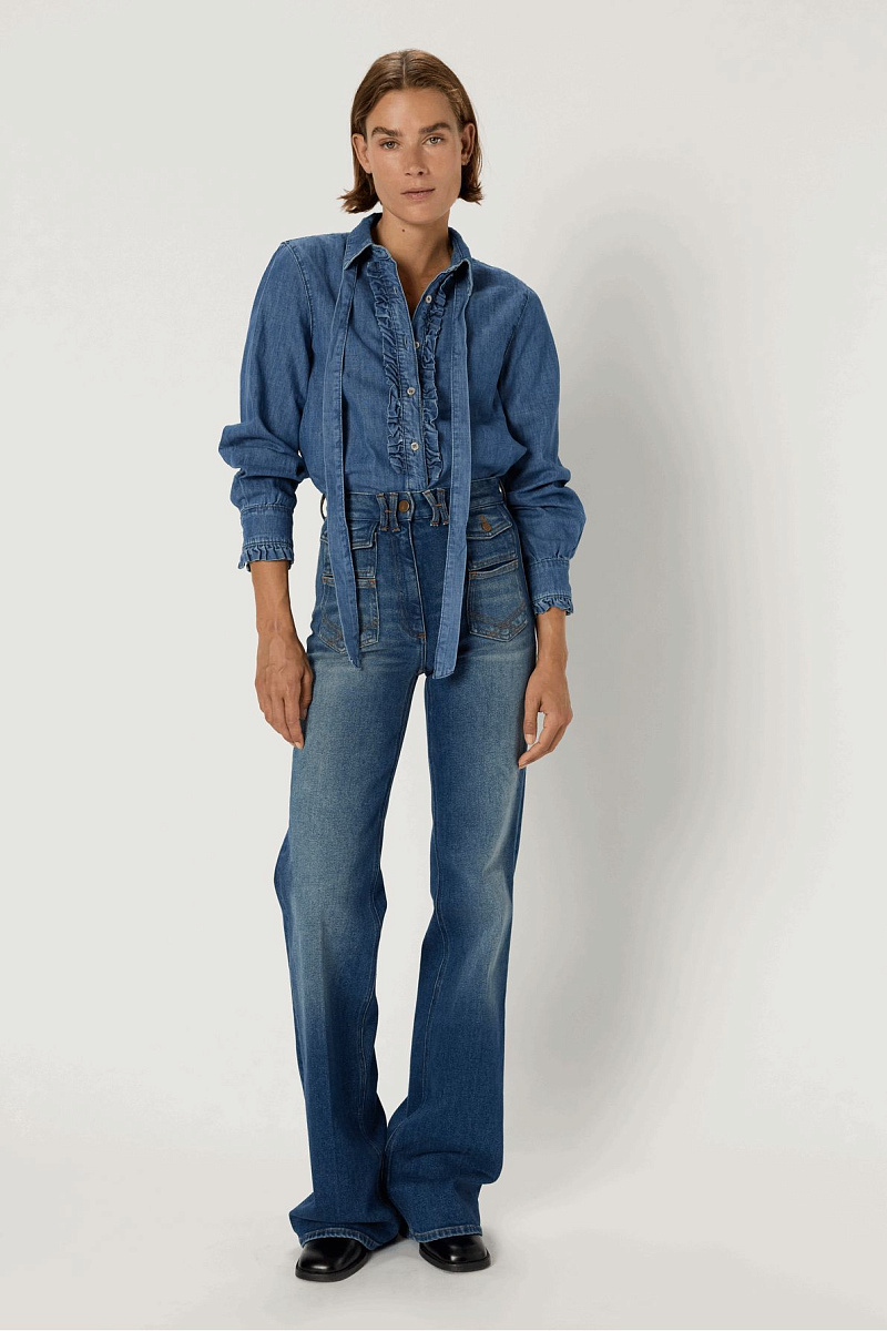 ALIA - Блуза из денима с рюшами