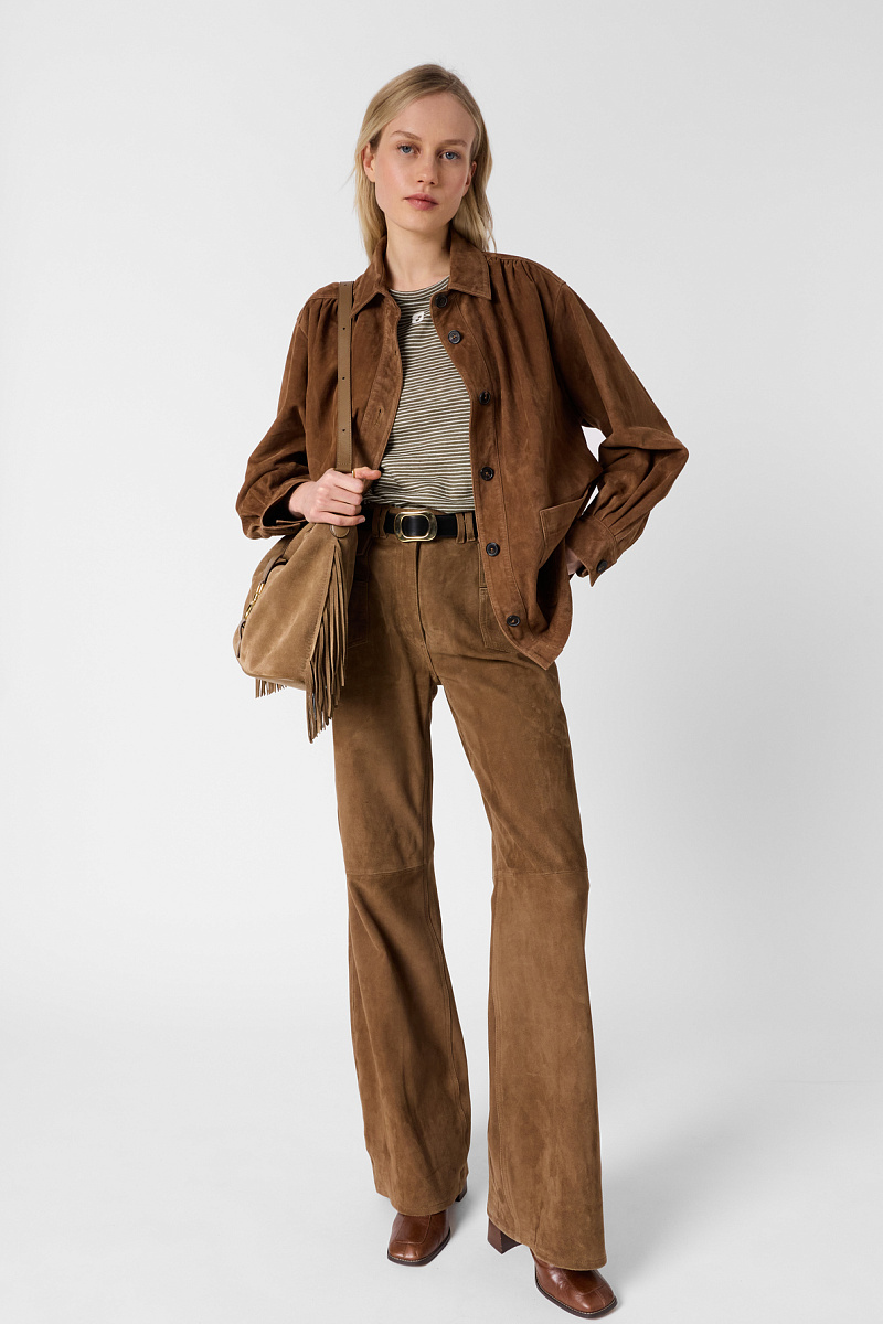 MELVA -  Коричневая футболка в полоску из льна и хлопка