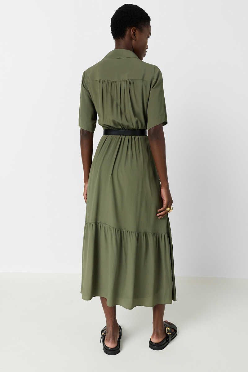 RAINA - Платье-рубашка расклешенного кроя в цвете хаки