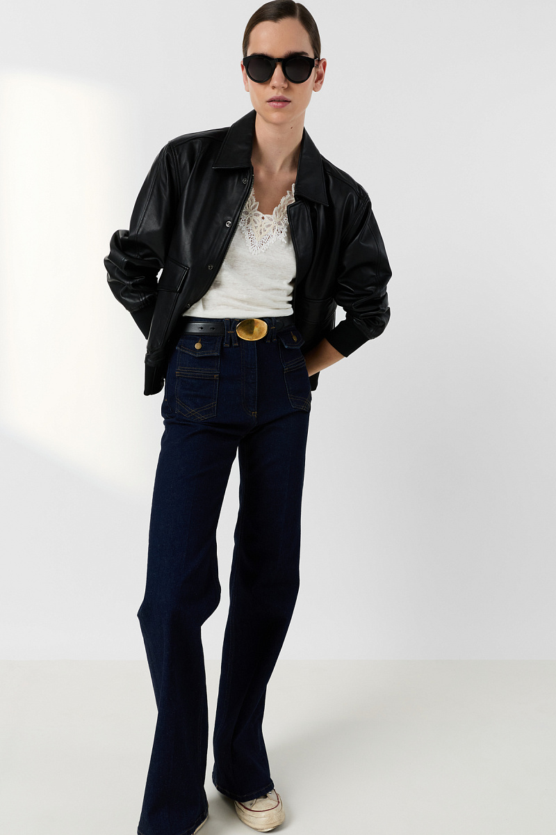 MAEVANELLE - Белая футболка из мягкого трикотажа с ажурной отделкой по вырезу