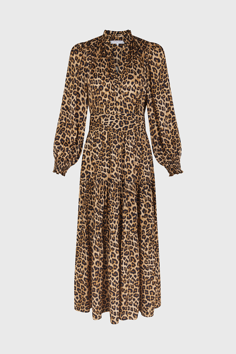 SANNA - Платье-миди с леопардовым принтом из сатина
