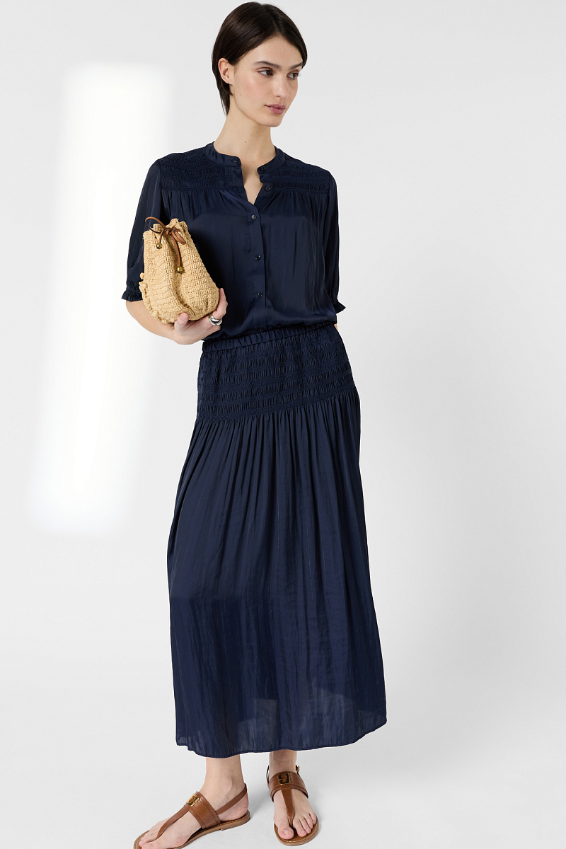 JOLIE - Синяя юбка со сборками на талии в длине макси