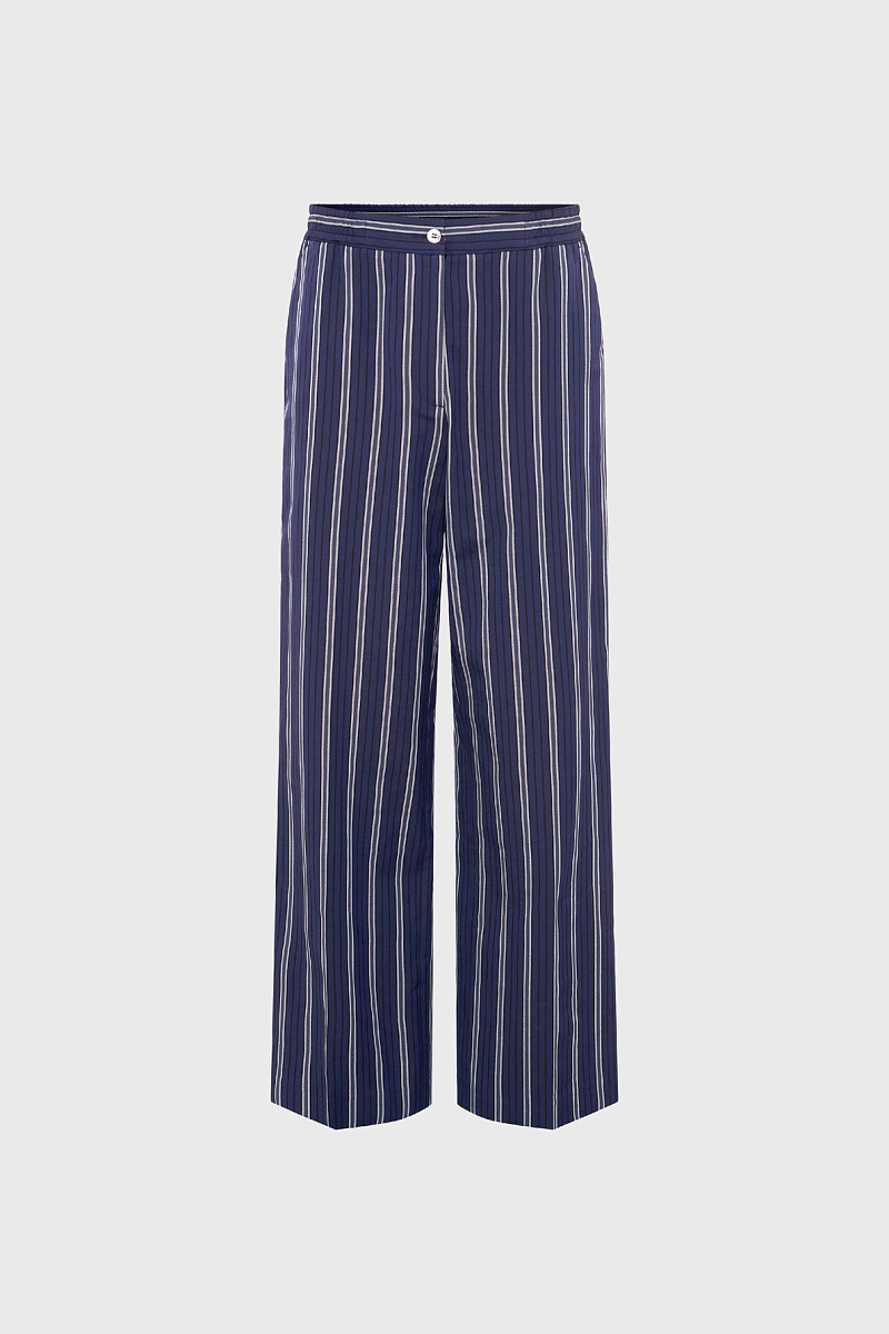 AINAIS - Прямые брюки темно-синего цвета в полоску