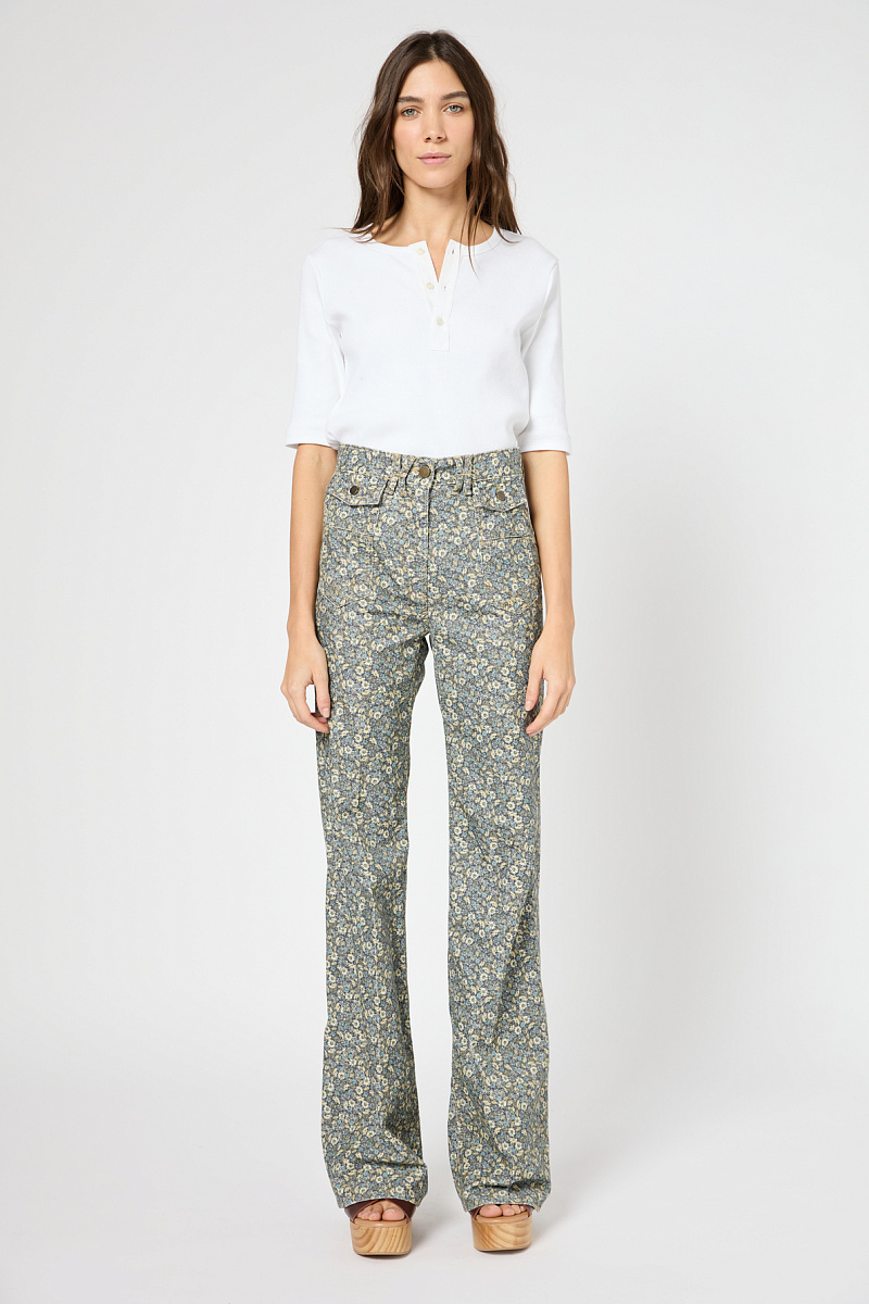LIANNA - Расклешенные вельветовые брюки с цветочным принтом