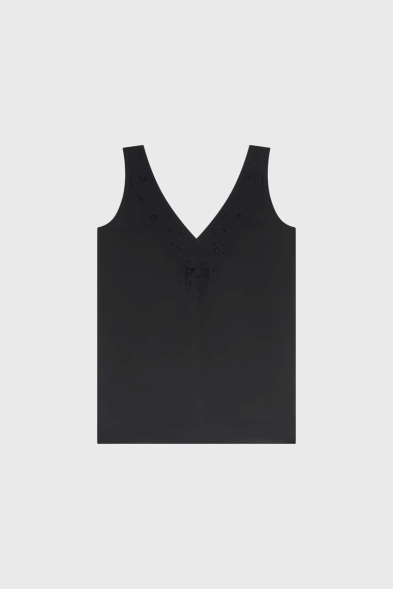 CHRISTELLE - Черный топ с ажурной вышивкой