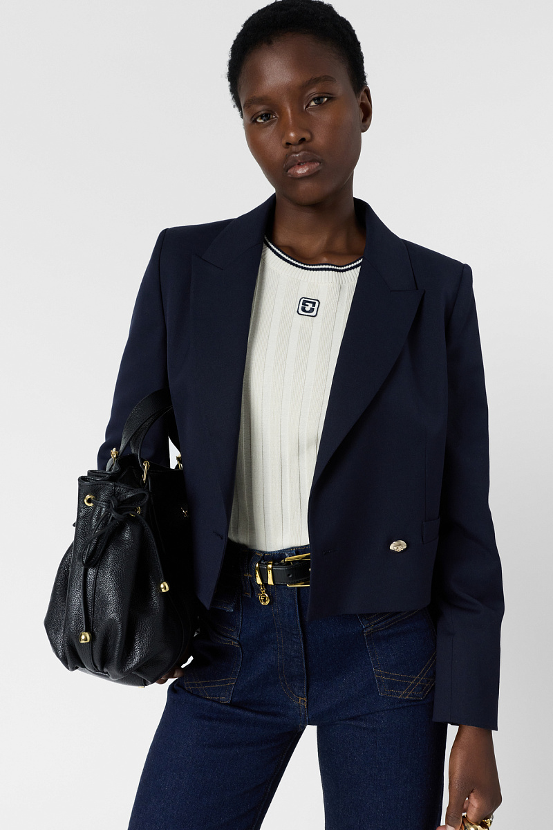 LYRA - Белый ребристый свитер с короткими рукавами