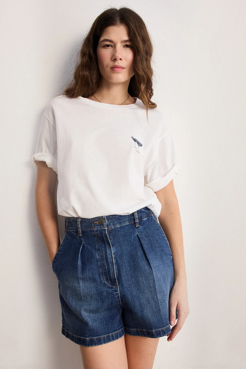 TINAELLE - Белая футболка из хлопка с трафаретной печатью