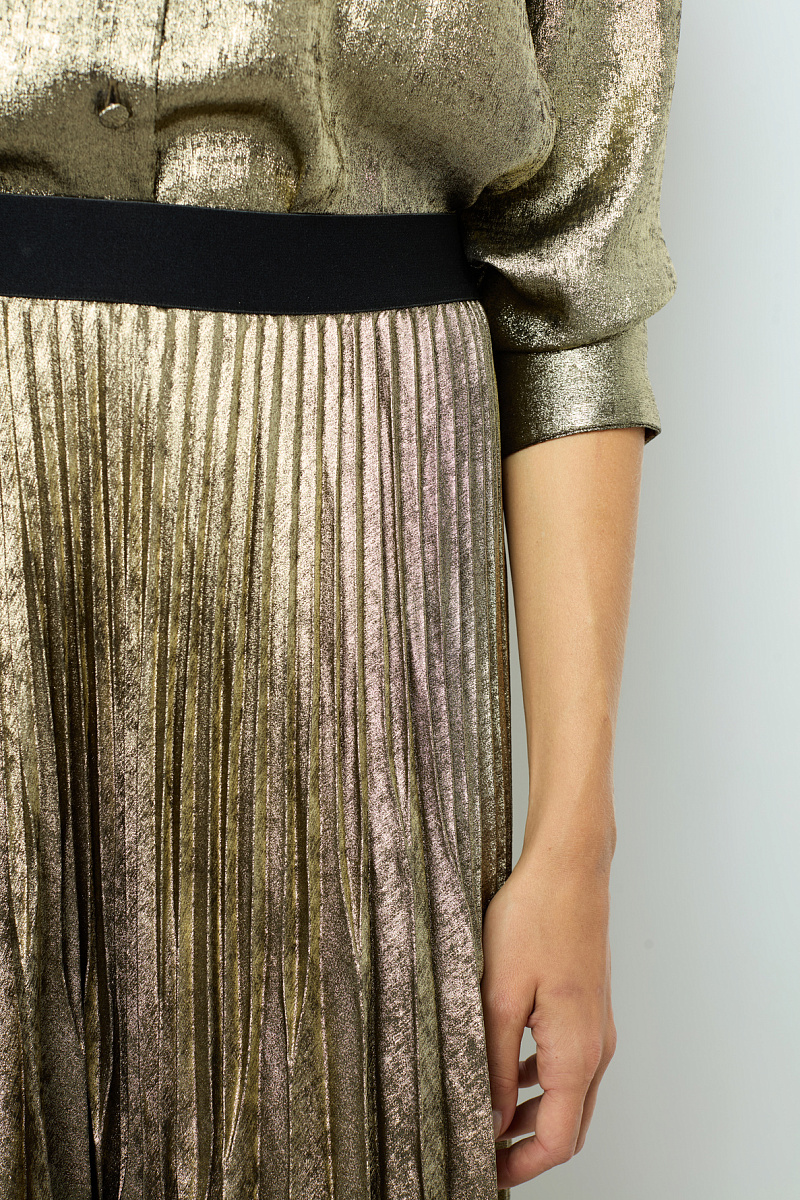 CHIRAZE - Плиссированная юбка-миди золотистого цвета