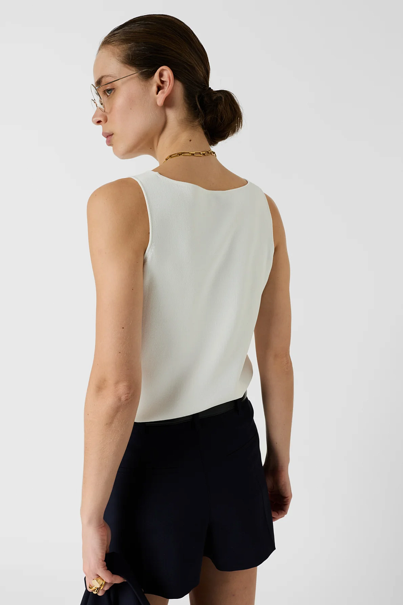 LUCINA - Белый базовый топ из микрофибры