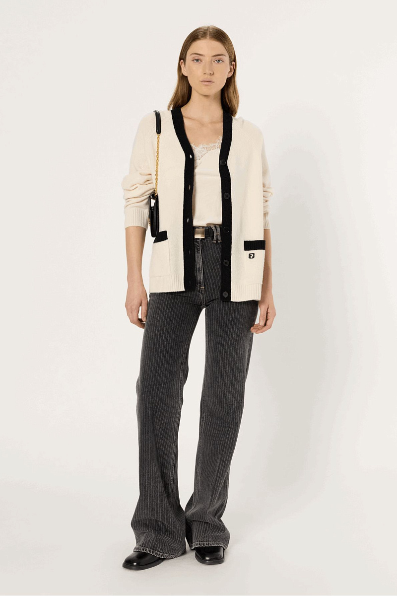 ESTER - Двухцветный кардиган из 100% шерсти