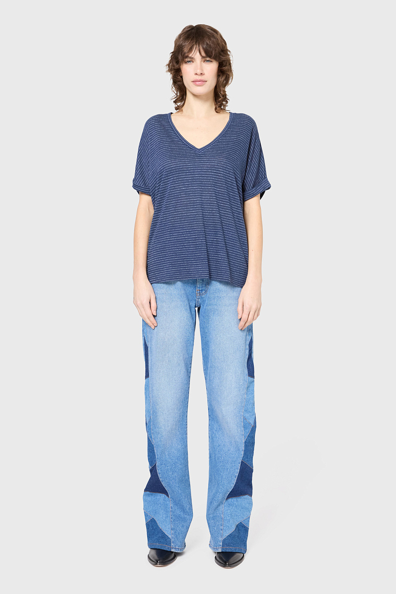 GLADYS - Футболка в полоску с V-образным вырезом