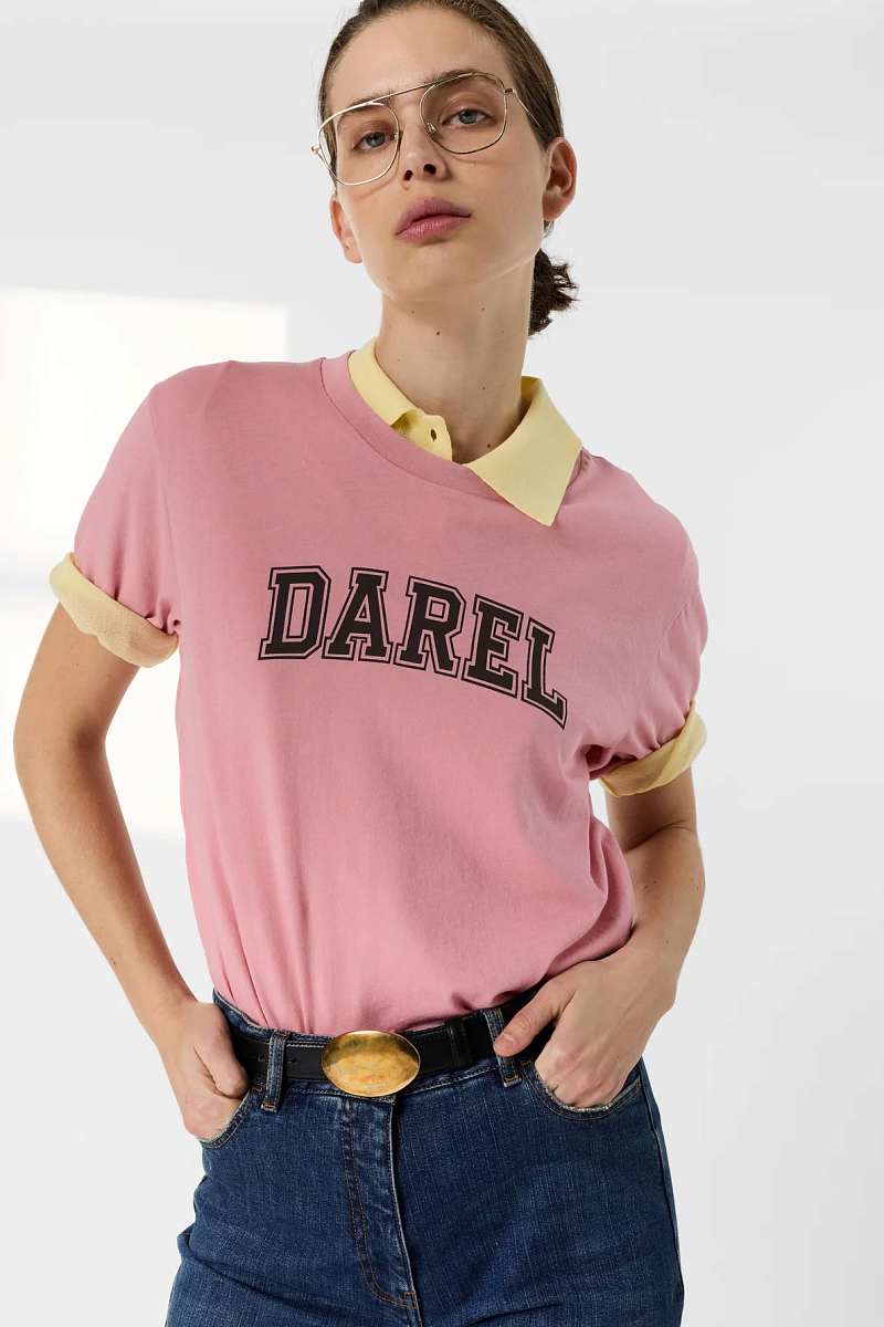 MELLY - Розовая футболка из хлопка с надписью