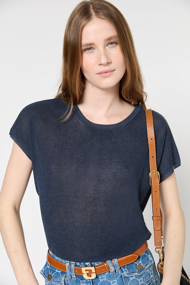 JAMILA - Джемпер с круглым вырезом и короткими рукавами